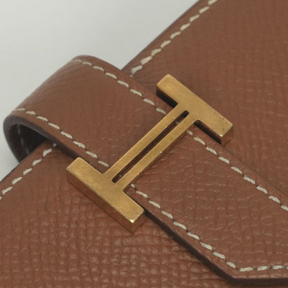 Hermes Bearn Compact Wallet Bifold Mini Epsom Gold Brown Veau