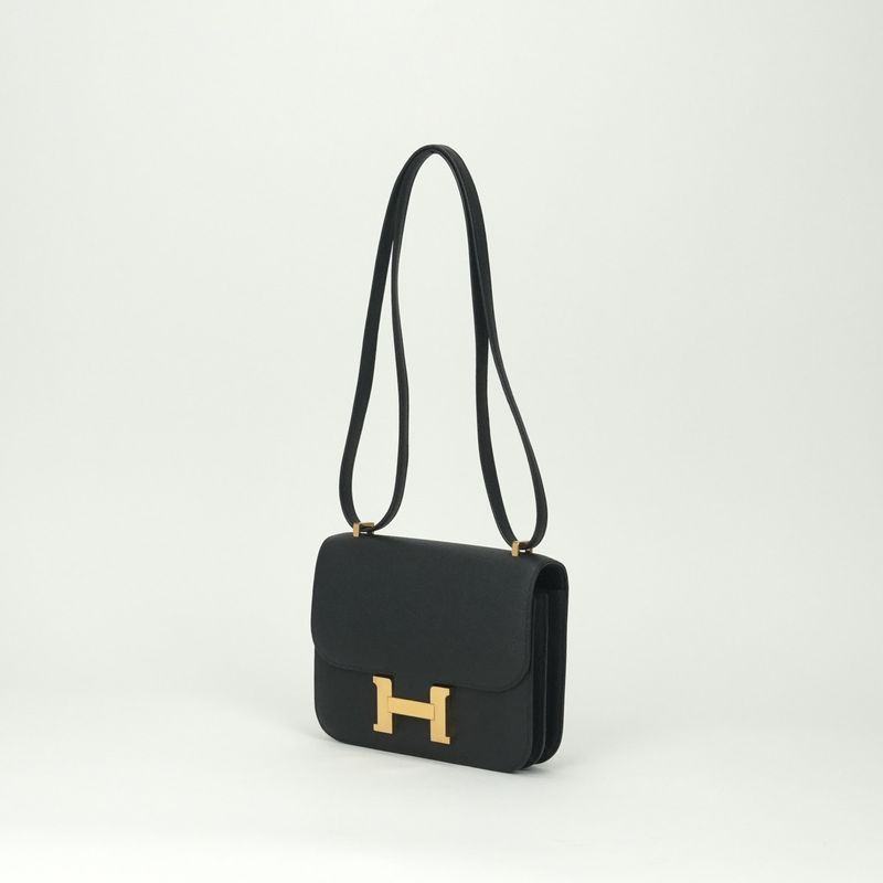 Hermes Constance 3 Mini 18 Shoulder Bag Epsom Noir Black Gold Veau