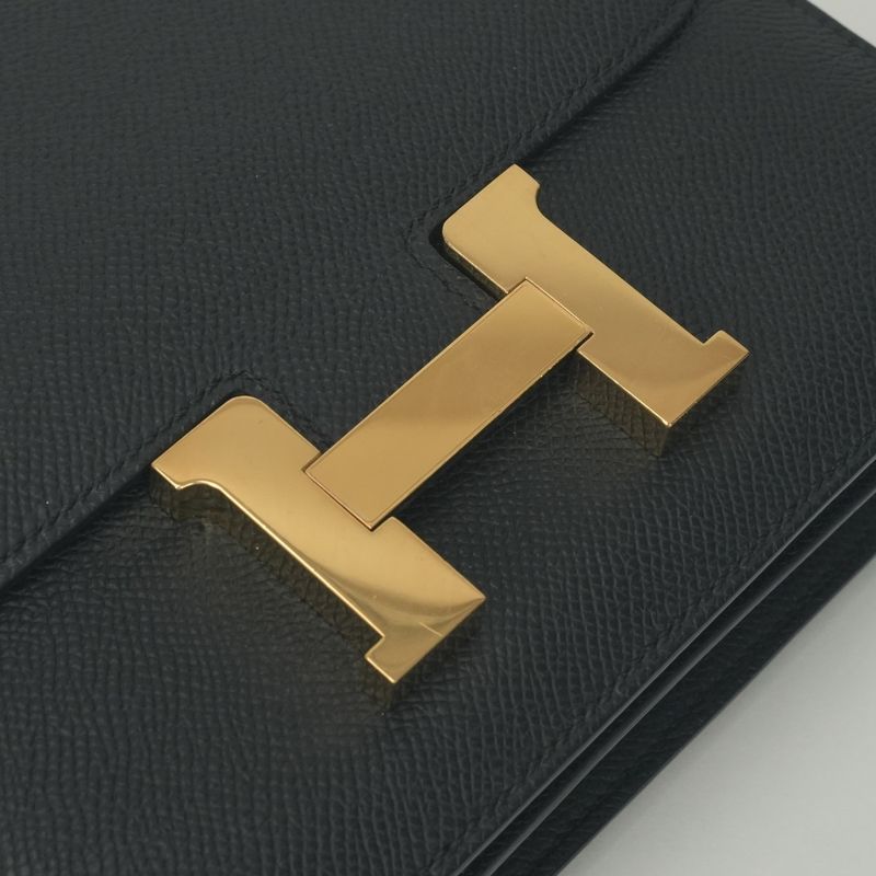 Hermes Constance 3 Mini 18 Shoulder Bag Epsom Noir Black Gold Veau