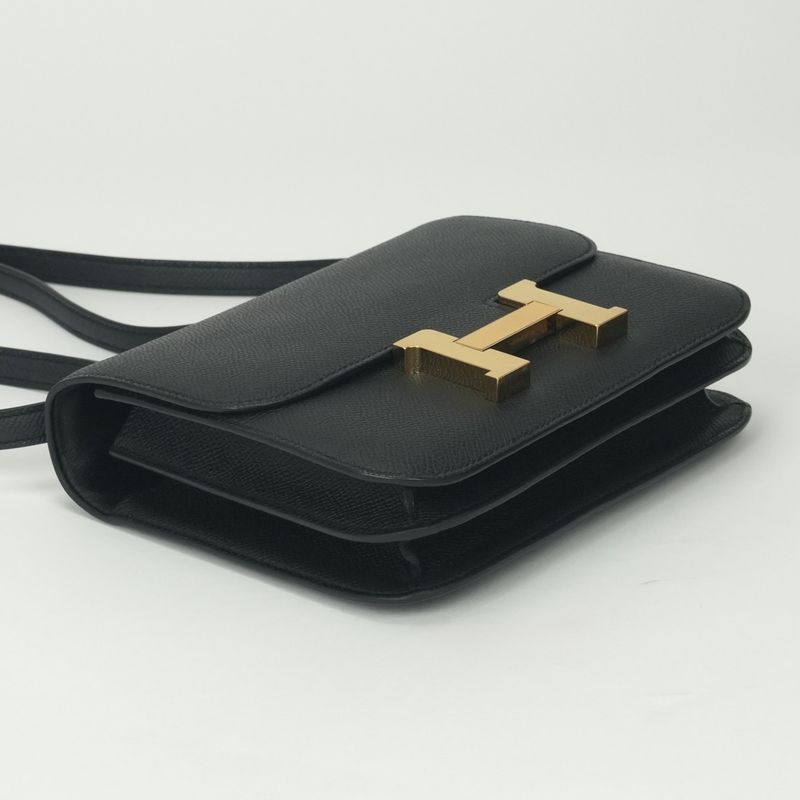Hermes Constance 3 Mini 18 Shoulder Bag Epsom Noir Black Gold Veau