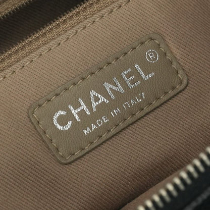 Chanel Quilted Tote Shoulder Bag Caviar Leather Black Silver Chain