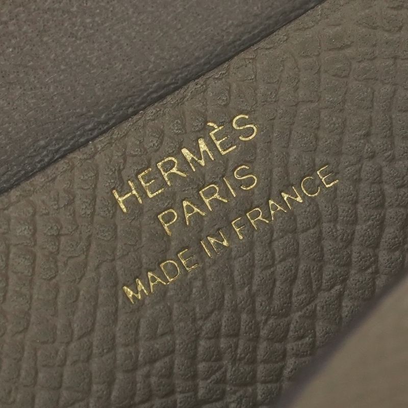 Hermes Bearn Mini Wallet with Coin Purse Bifold Mini Epsom Etoupe Gray Gold