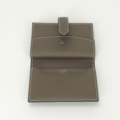 Hermes Bearn Mini Wallet with Coin Purse Bifold Mini Epsom Etoupe Gray Gold