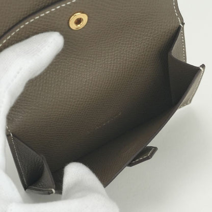 Hermes Bearn Mini Wallet with Coin Purse Bifold Mini Epsom Etoupe Gray Gold