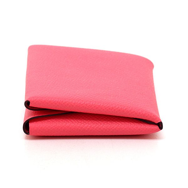 Hermes Calvi Duo Pink Card Case Coin Epsom