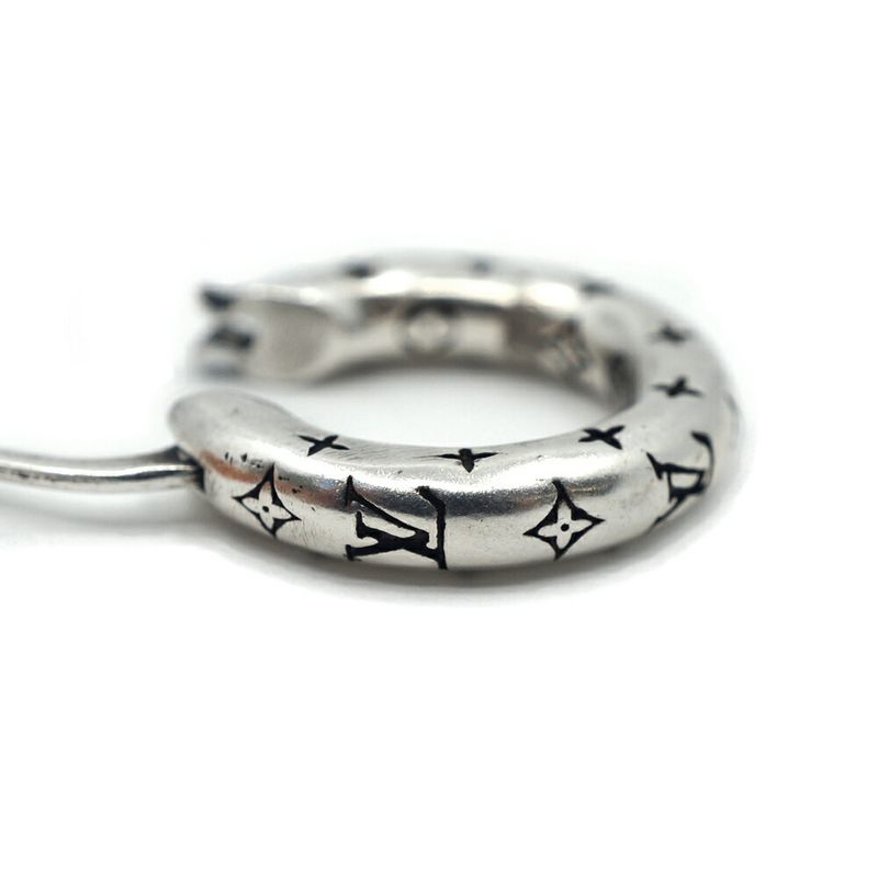 Louis Vuitton Hoop Earrings LV Bamboo Single Silver