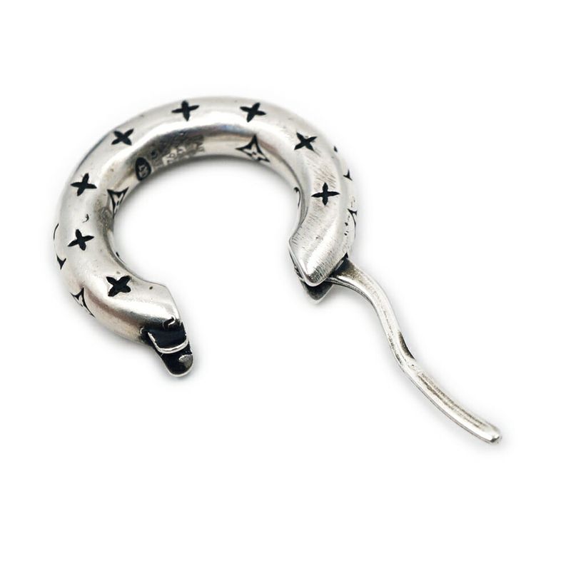 Louis Vuitton Hoop Earrings LV Bamboo Single Silver