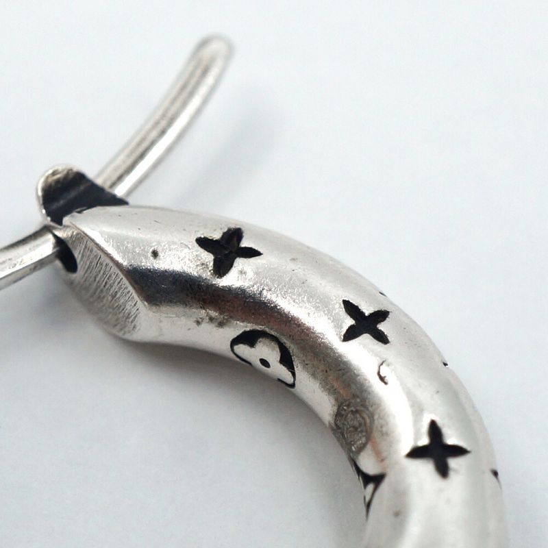 Louis Vuitton Hoop Earrings LV Bamboo Single Silver