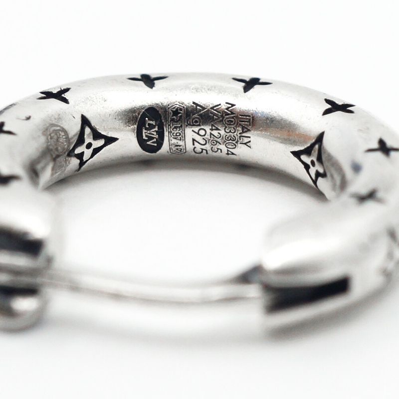 Louis Vuitton Hoop Earrings LV Bamboo Single Silver