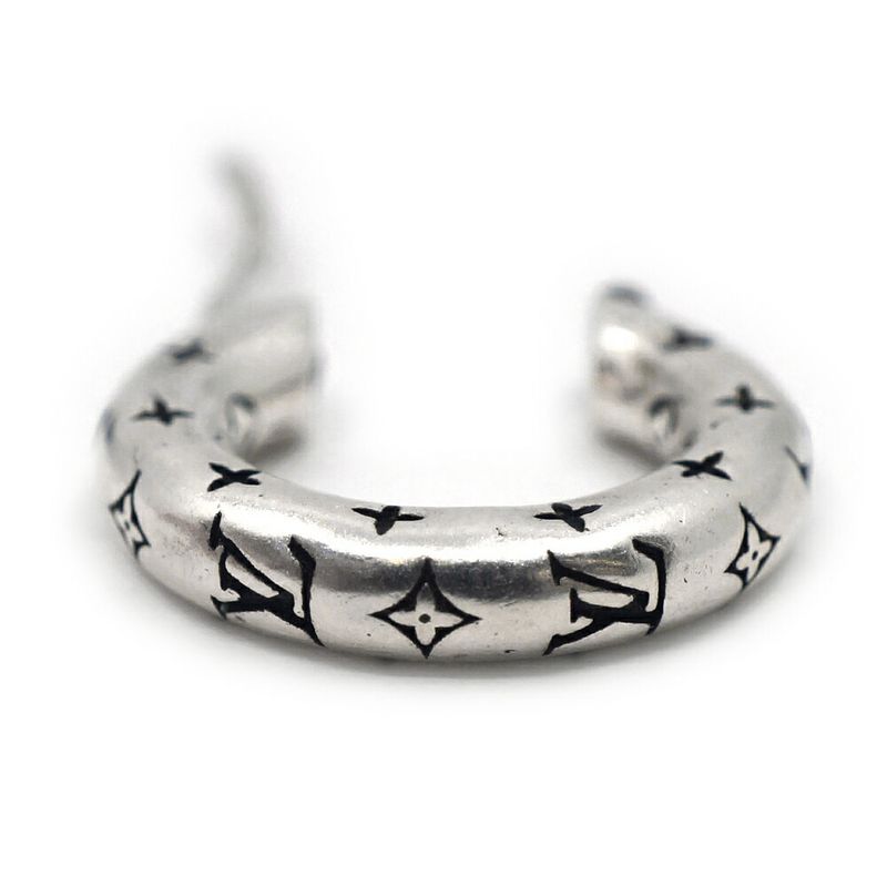 Louis Vuitton Hoop Earrings LV Bamboo Single Silver