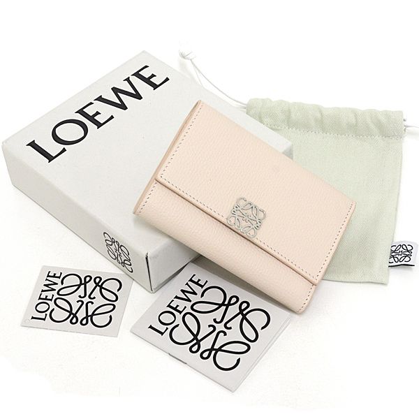 Loewe Anagram Vertical Wallet Small Pebble Grain Calf Trifold Talco