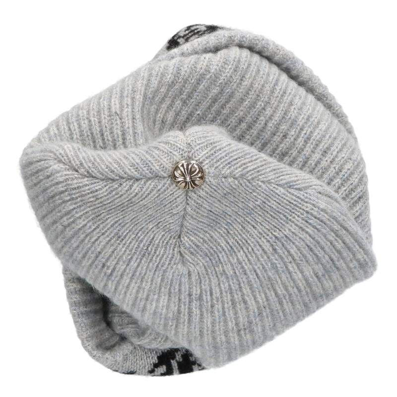 Chrome Hearts Big Daddy Cross Button CH Plus Embroidery Cashmere Knit Hat
