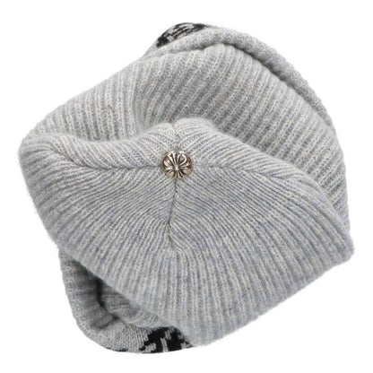 Chrome Hearts Big Daddy Cross Button CH Plus Embroidery Cashmere Knit Hat
