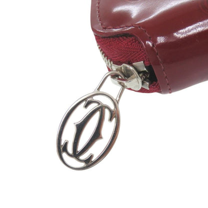 Cartier Happy Birthday Zip Around Silver Enamel Calf Leather Gold Red Wallet