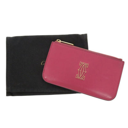 Cartier Double C de Cartier Leather Pink Card Case Coin