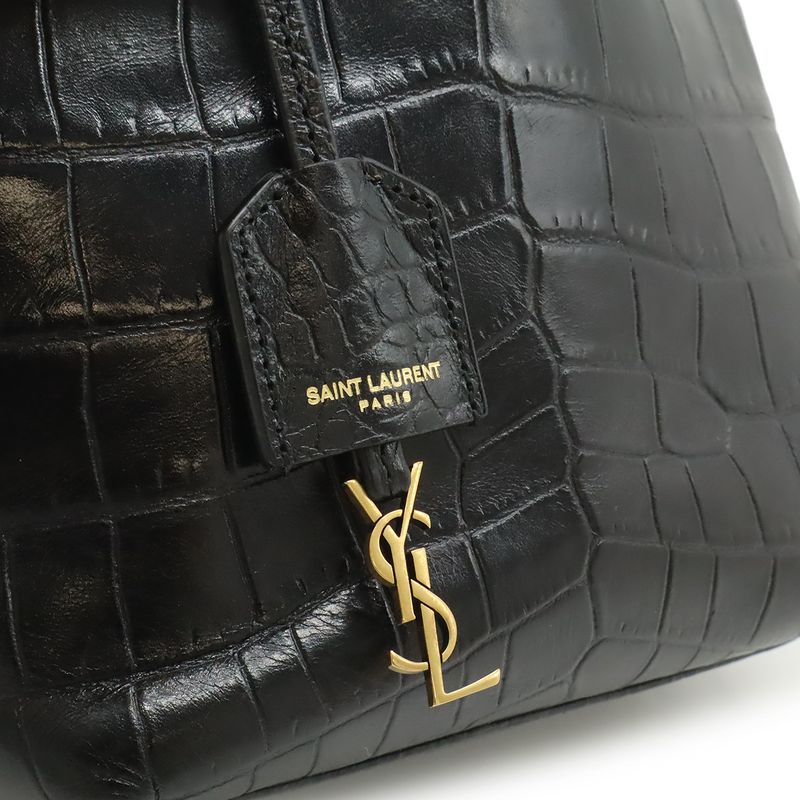 Saint Laurent Paris YSL Mini Toy Shopping 2-Way Shoulder Bag Croco