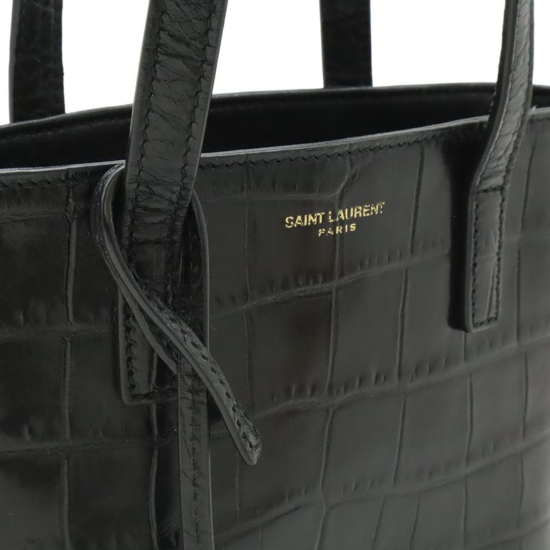 Saint Laurent Paris YSL Mini Toy Shopping 2-Way Shoulder Bag Croco