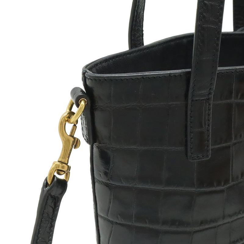 Saint Laurent Paris YSL Mini Toy Shopping 2-Way Shoulder Bag Croco