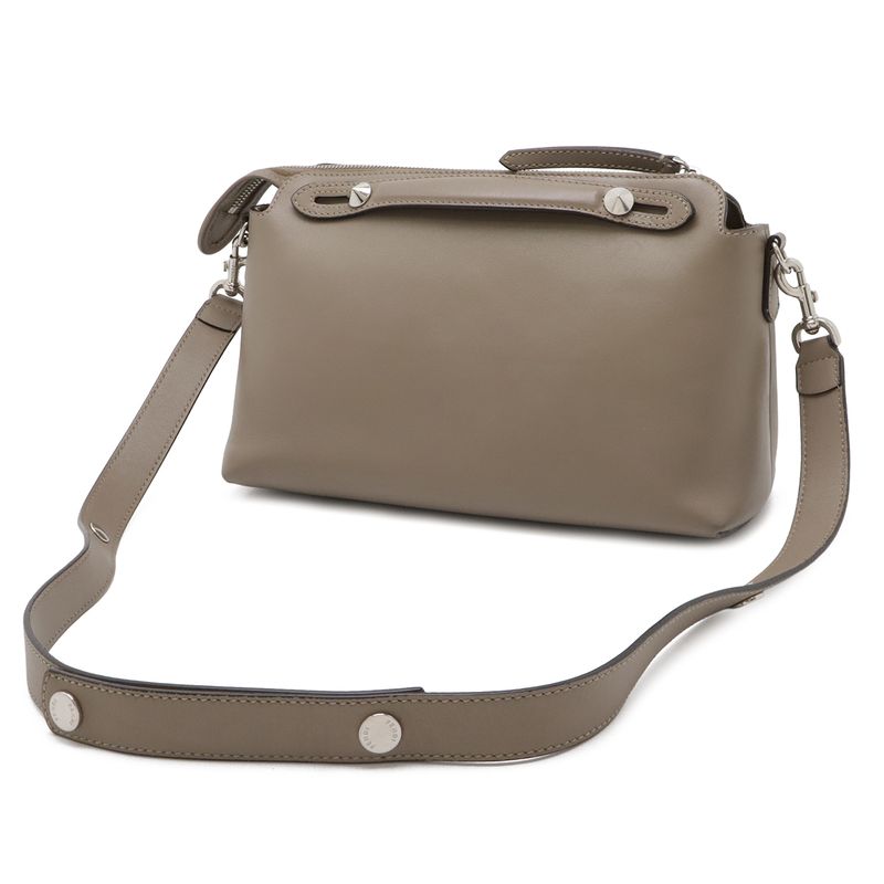 Fendi by the Way 2-Way Shoulder Bag Leather Grey Silver