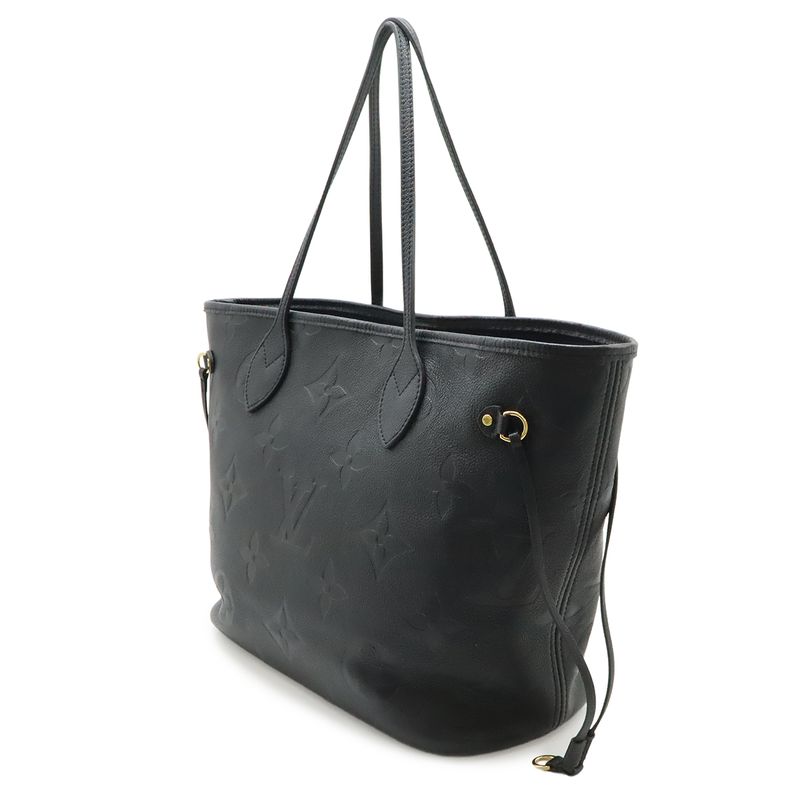 Louis Vuitton Monogram Empreinte Neverfull MM Tote Shoulder Bag Leather Noir