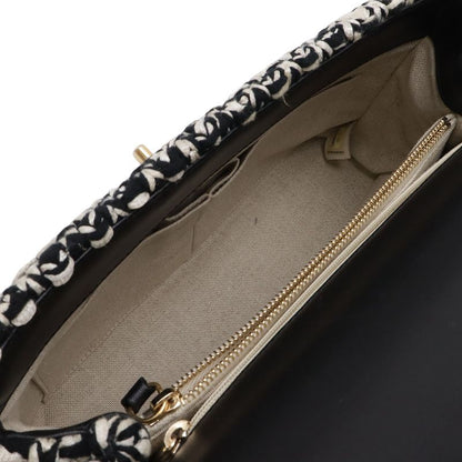Chanel Coco Handle 29 S Top Handbag 2-Way Chain Shoulder Tweed Black White Gold