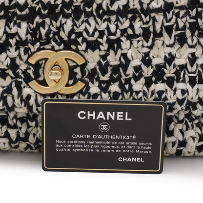Chanel Coco Handle 29 S Top Handbag 2-Way Chain Shoulder Tweed Black White Gold