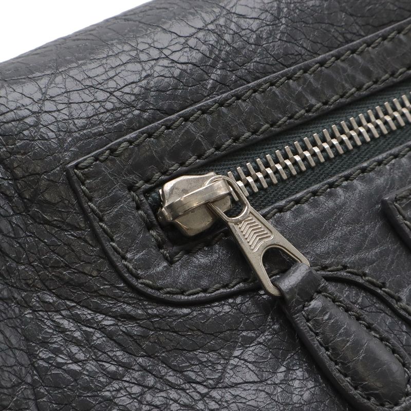 Balenciaga the Giant Envelope Clutch 2-Way Shoulder Bag Leather Dark Gray Silver