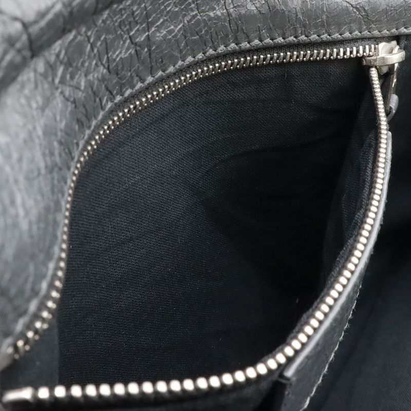 Balenciaga the Giant Envelope Clutch 2-Way Shoulder Bag Leather Dark Gray Silver