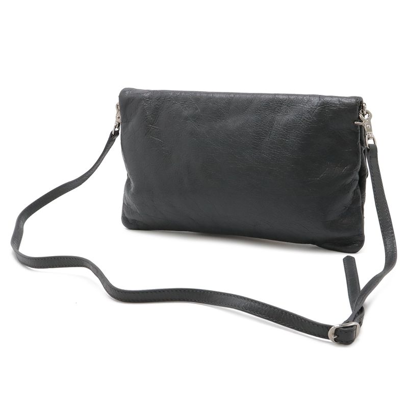 Balenciaga the Giant Envelope Clutch 2-Way Shoulder Bag Leather Dark Gray Silver