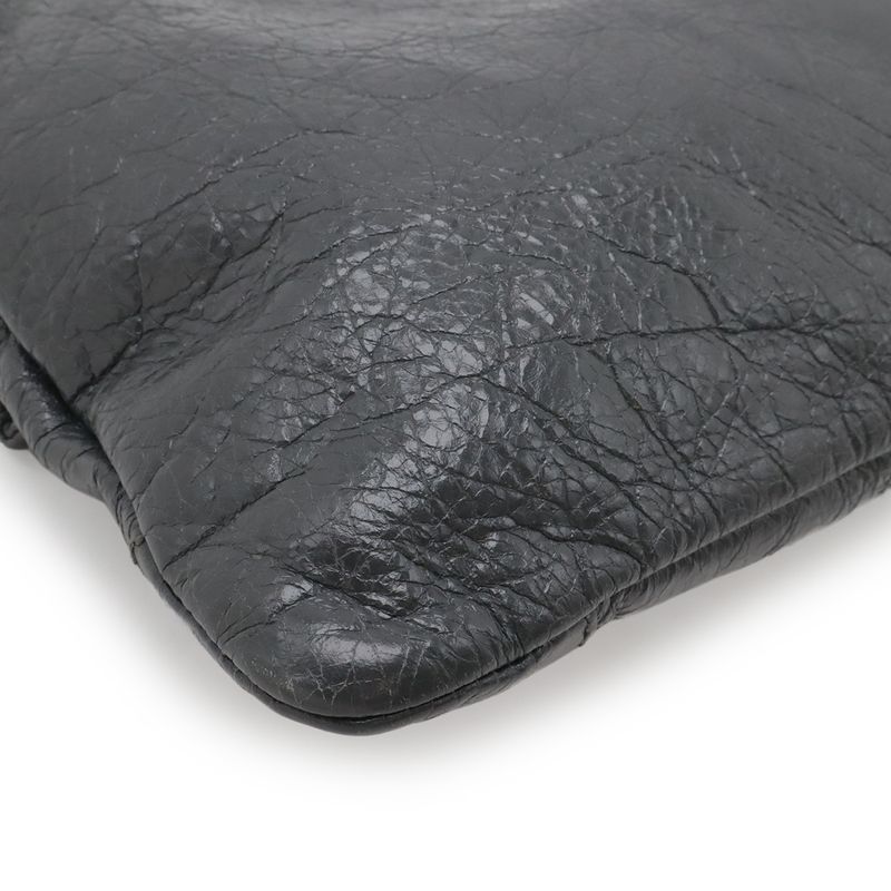 Balenciaga the Giant Envelope Clutch 2-Way Shoulder Bag Leather Dark Gray Silver