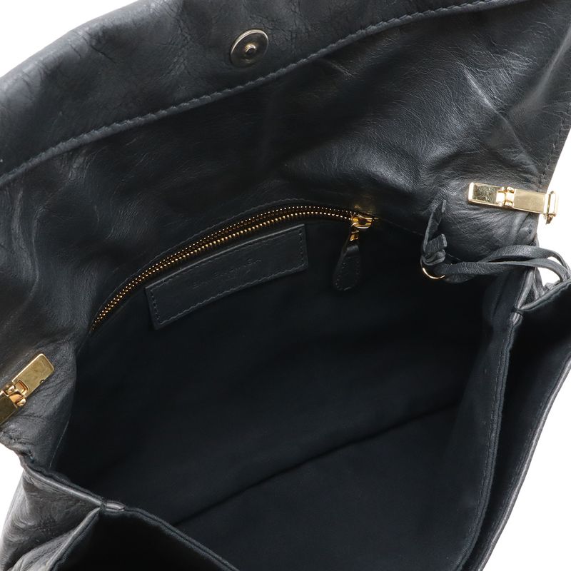 Balenciaga the Giant Envelope Clutch 2-Way Shoulder Bag Leather Dark Gray Gold