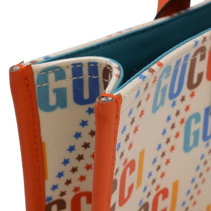 Gucci Children's Tote Star Canvas Leather Ivory Orange Multicolor