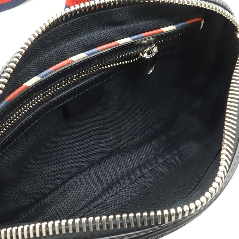 Gucci Courier Soft GG Supreme Webline Waist Bag Applique Leather Black