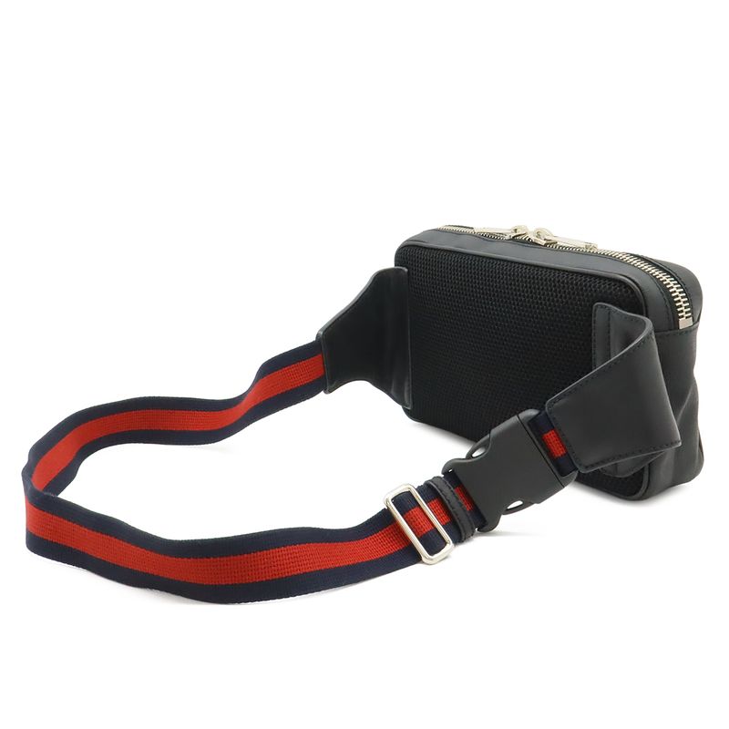 Gucci Courier Soft GG Supreme Webline Waist Bag Applique Leather Black
