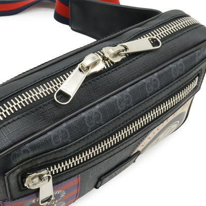 Gucci Courier Soft GG Supreme Webline Waist Bag Applique Leather Black