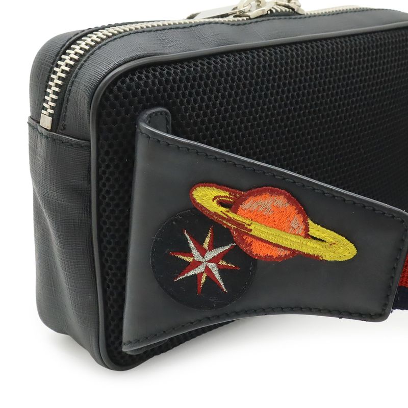 Gucci Courier Soft GG Supreme Webline Waist Bag Applique Leather Black