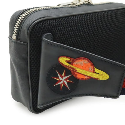 Gucci Courier Soft GG Supreme Webline Waist Bag Applique Leather Black
