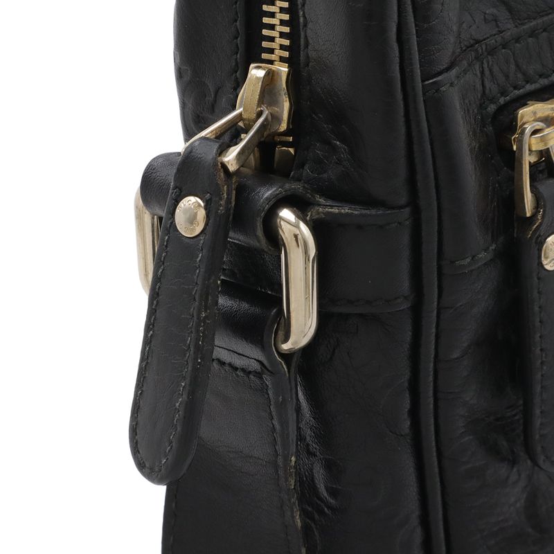Guccissima Shoulder Bag Crossbody Leather Black Gold