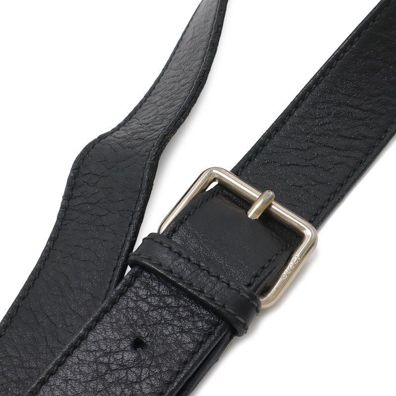 Guccissima Shoulder Bag Crossbody Leather Black Gold