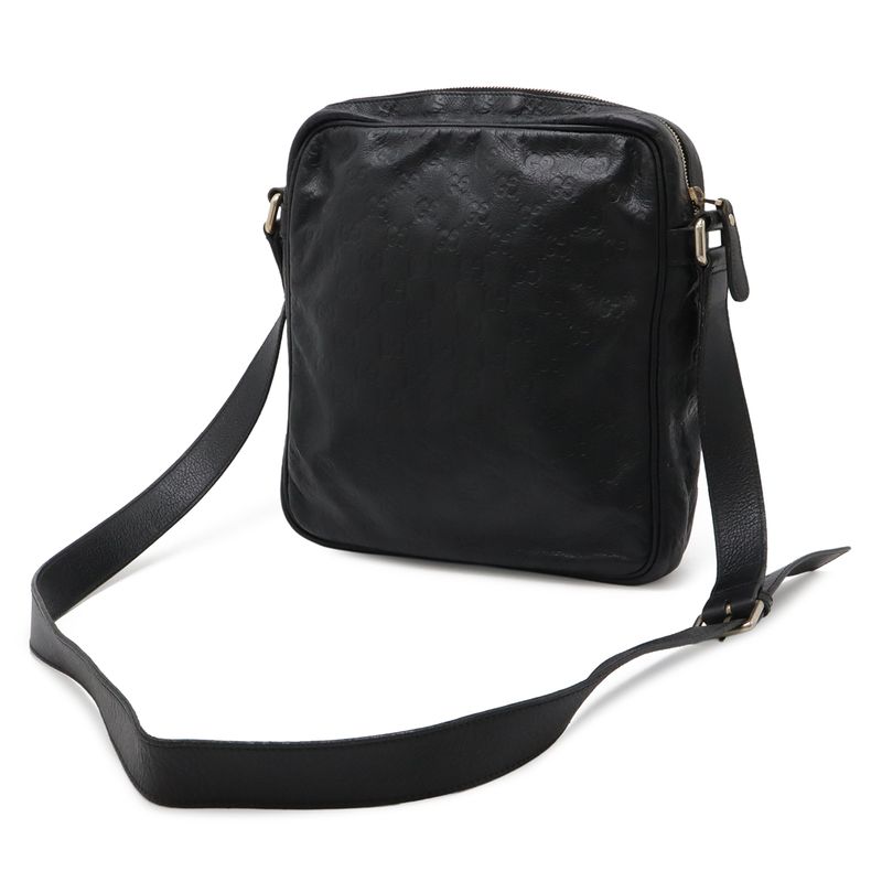 Guccissima Shoulder Bag Crossbody Leather Black Gold