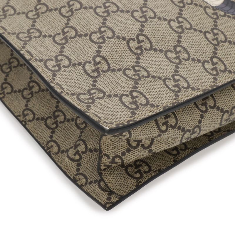 Gucci GG Supreme Bee Print Bee Tote 2-Way Shoulder Bag Leather Khaki Beige Black