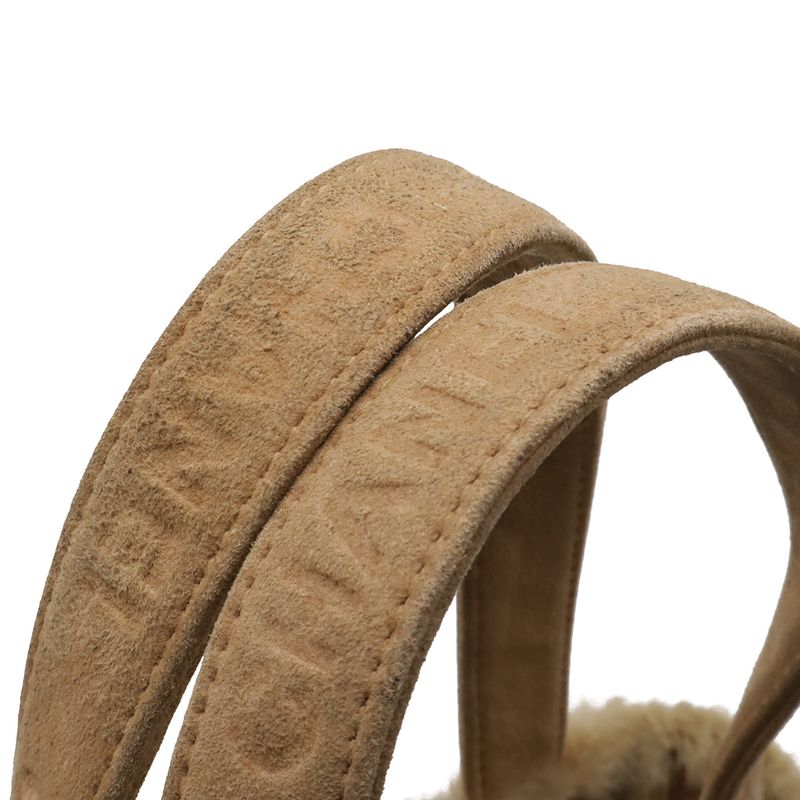 Chanel Logo Tote Mouton Suede Leather Beige