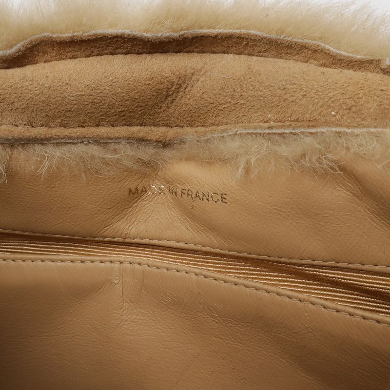 Chanel Logo Tote Mouton Suede Leather Beige