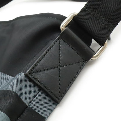 Gucci Diamante Shoulder Bag Crossbody Nylon Leather Black Gray Silver