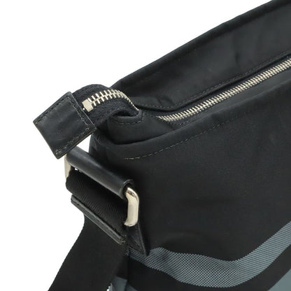 Gucci Diamante Shoulder Bag Crossbody Nylon Leather Black Gray Silver