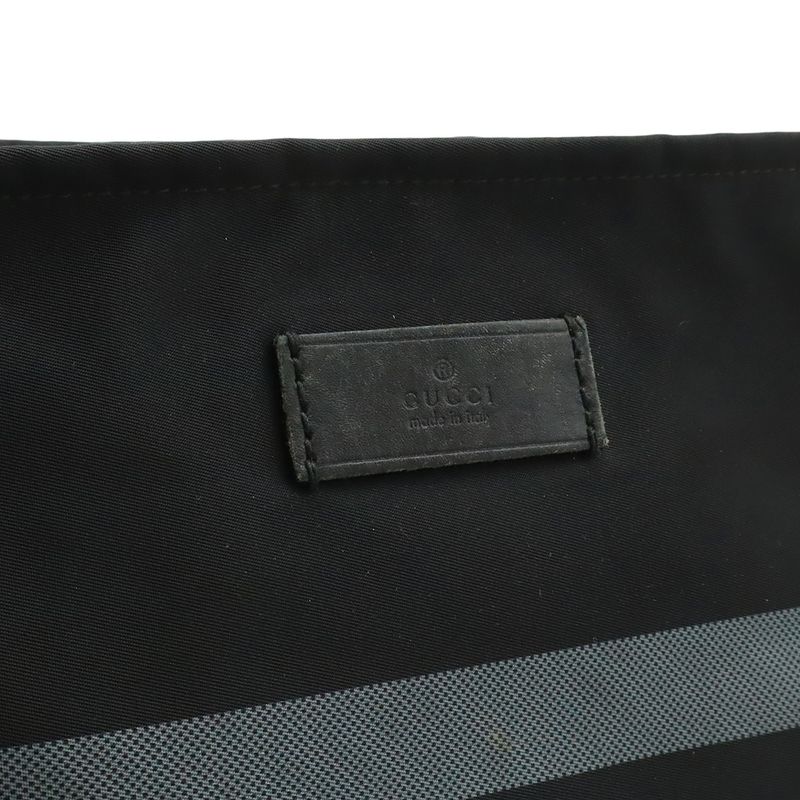 Gucci Diamante Shoulder Bag Crossbody Nylon Leather Black Gray Silver