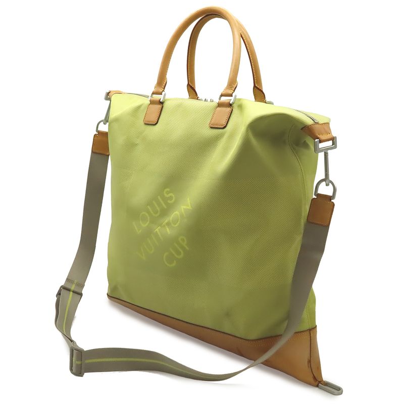 Louis Vuitton Damier Geant American Cube Cup Tote 2-Way Shoulder Bag Lime Green