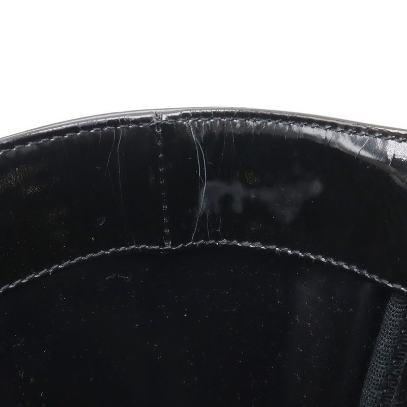 Chanel CC Logo Triple Coco Perforated Tote Chain Shoulder Bag Enamel Black