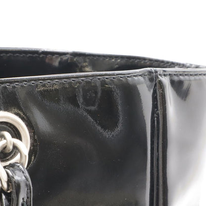 Chanel CC Logo Triple Coco Perforated Tote Chain Shoulder Bag Enamel Black