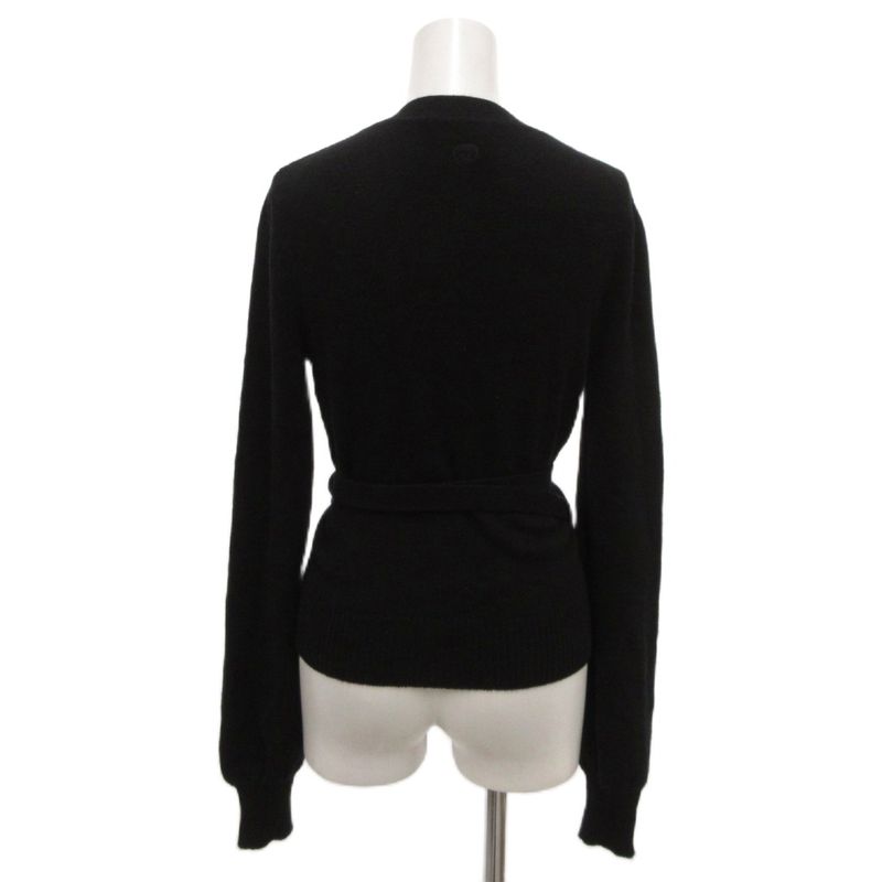 Gucci Cardigan Knit GG Logo Embroidery with Belt XS Black